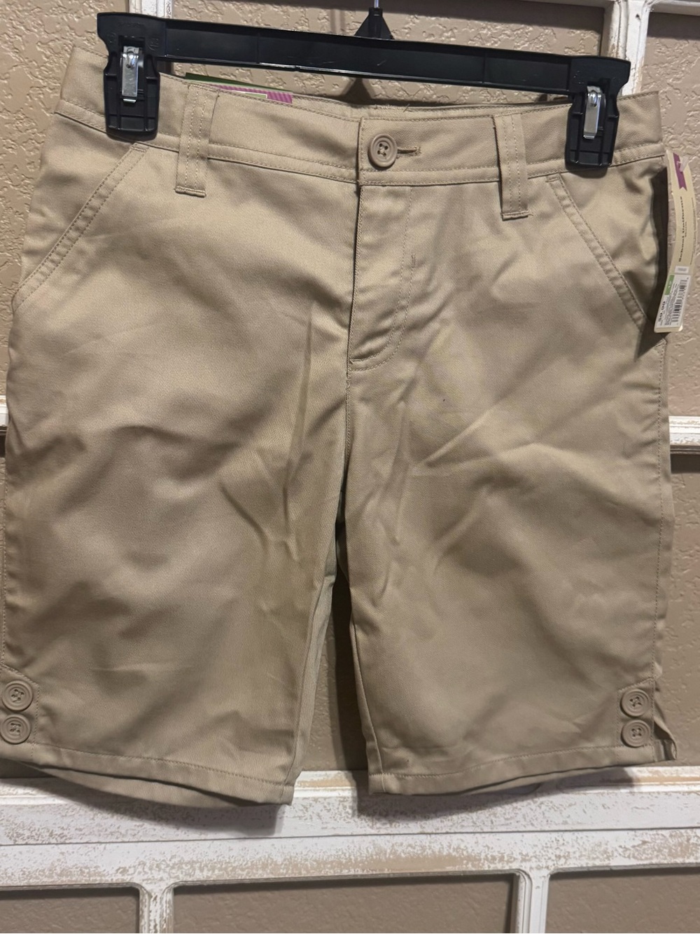 NWT Cherokee Khaki Flat-Front Kid’s Shorts, Sz 12 [MSRP $10]